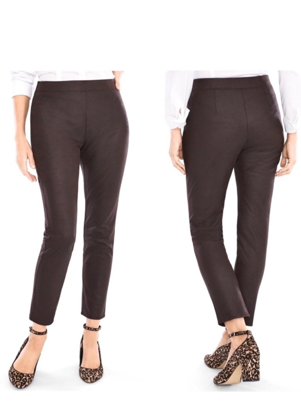 Chico’s Faux Suede Knit Leggings Women’s Size 18 Petite Pull On Stretch Slimming